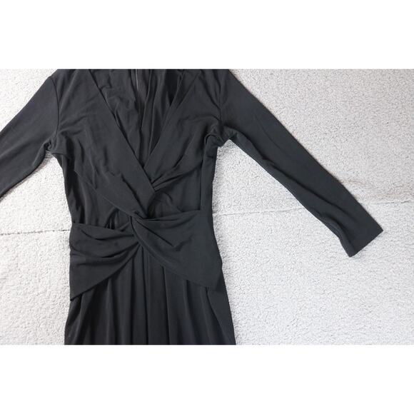 MM LaFleur Dress Womens 6 Black Blair 2.0 Ruched Twist Long Sleeve Midi Zip Up - Picture 6 of 13